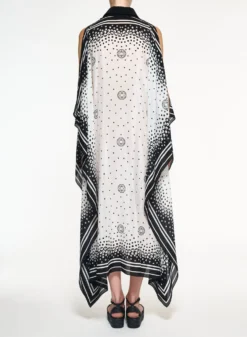 Moon Printed Silk Kaftan -ELIESAAB SHOP D0101PS24SI001 BLACK WHITE 1 scaled