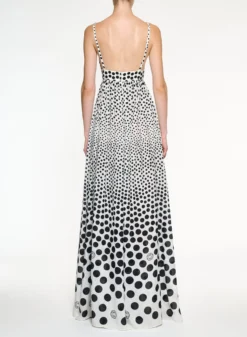 Moon Printed Silk Dress -ELIESAAB SHOP D0102PS24SI001 BLACK WHITE 3 scaled