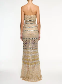 Iridescent Tribal Dress -ELIESAAB SHOP D0122NS24BE011 GOLD 3 scaled