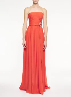 Strapless Silk Long Dress