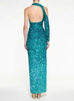 Asymmetric Bead Embroidered Dress 5 Asymmetric Bead Embroidered Dress -ELIESAAB SHOP D0176NS24BE008 BLUE 20GIN 3 scaled