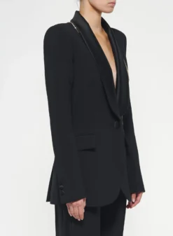 Gold Foliage Embroidered Blazer -ELIESAAB SHOP J0003ECD001 BLACK 3 scaled