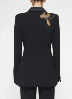 Gold Foliage Embroidered Blazer -ELIESAAB SHOP J0003ECD001 BLACK 4 scaled