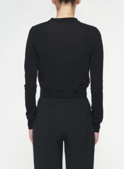 Sequin Embroidered Knit Cardigan 7 Sequin Embroidered Knit Cardigan -ELIESAAB SHOP KC002VYA01 BLACK 20AND 20GOLD 4