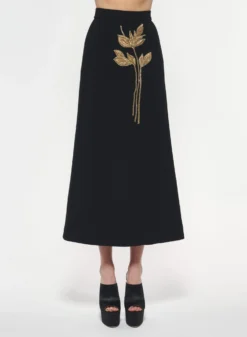 Gold Foliage Embroidered Skirt