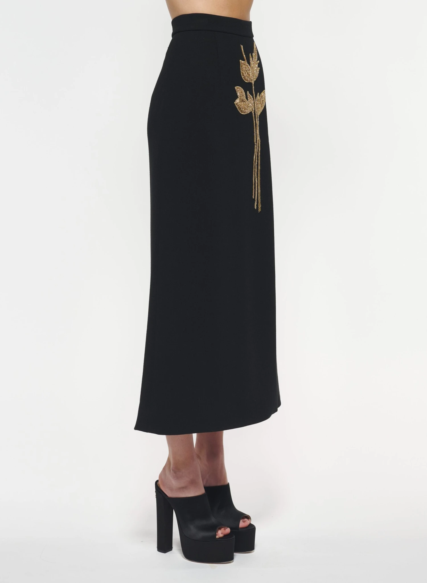 Gold Foliage Embroidered Skirt 3 Gold Foliage Embroidered Skirt - Image 3