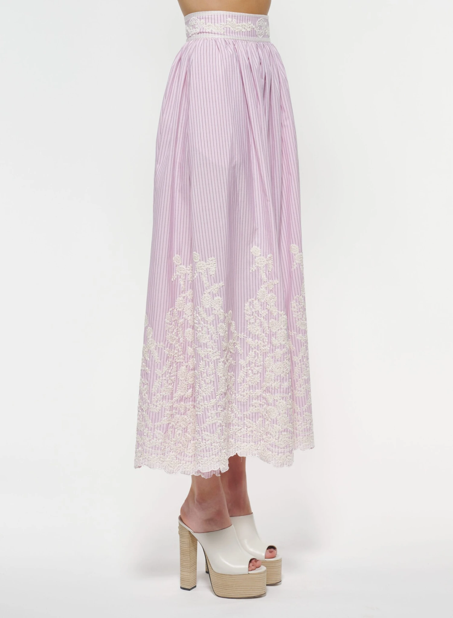 Embroidered Pinstripe Skirt 2 Embroidered Pinstripe Skirt - Image 2