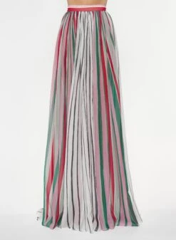 Stripes Print Silk Skirt