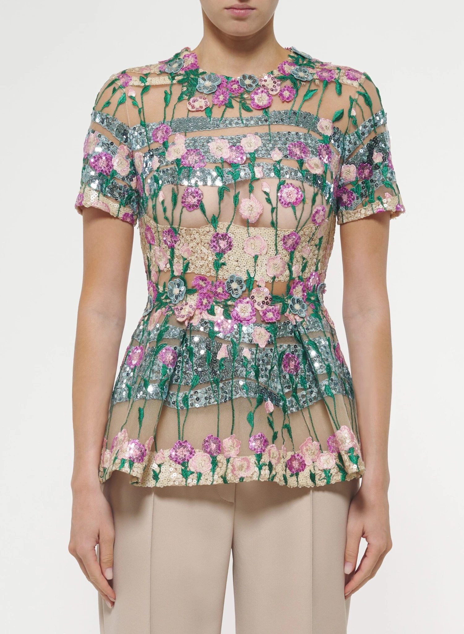 Floral Embroidered Peplum Blouse 1 Floral Embroidered Peplum Blouse